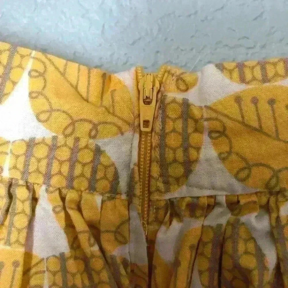 Handmade gathered yellow gray leaves miniskirt with zipper closure M-L? - Picture 5 of 6